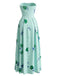 1940er Trägerlos Blumen High Waist Swing Kleid