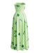 1940er Trägerlos Blumen High Waist Swing Kleid