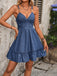 Blaues 1960er Twist Knot Spaghetti Träger Rüschenkleid