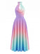 Y2K Wasserfallausschnitt Halter Ärmellos Farbverlauf Kleid
