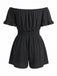 1940er Uni Schulterfrei Rüschenärmel Gesmokt Taille Romper