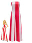 Roter 40er trägerloser Jumpsuit mit Streifen