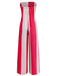 Roter 40er trägerloser Jumpsuit mit Streifen