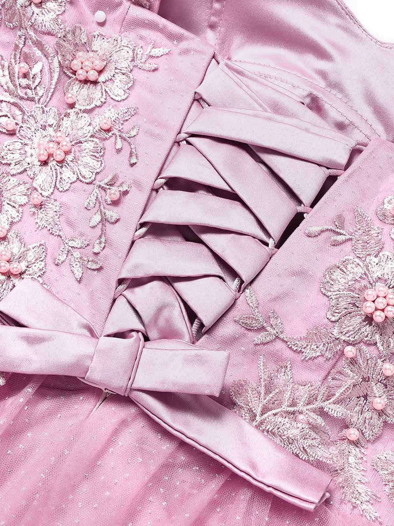 Rosa 1960er Schmetterling Tüll Glitzer Heimkehr Kleid