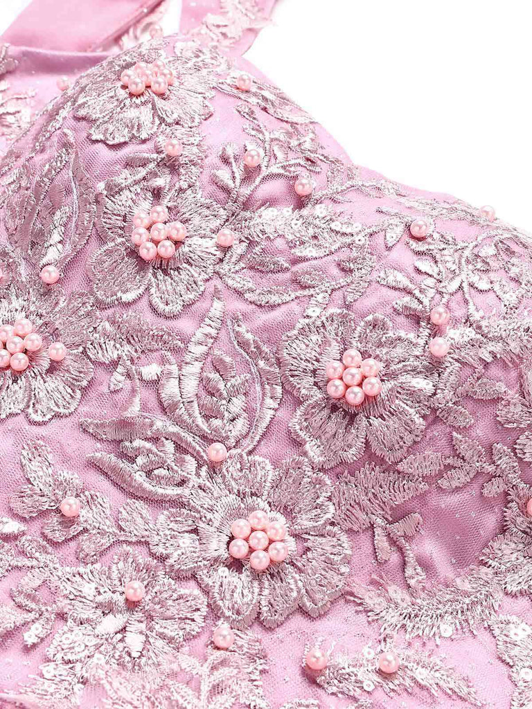 Rosa 1960er Schmetterling Tüll Glitzer Heimkehr Kleid