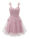 [Vorverkauf] Rosa 1960er Schmetterling Tüll Glitzer Heimkehr Kleid