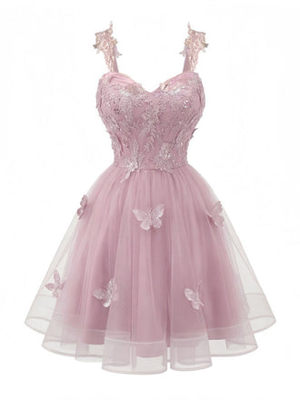 Rosa 1960er Schmetterling Tüll Glitzer Heimkehr Kleid
