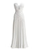 Trägerloses 70er Maxikleid mit tiefem V-Ausschnitt, Raffung und hohem Schlitz
