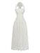 1950er Rückenfreies Spitze Uni Neckholder Kleid