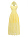 1950er Rückenfreies Spitze Uni Neckholder Kleid