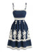 70er Boho Kleid mit Spaghettiträgern und Smok
