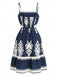 70er Boho Kleid mit Spaghettiträgern und Smok