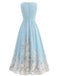 1940er Blumen V-Ausschnitt Ärmellos Midi Kleid