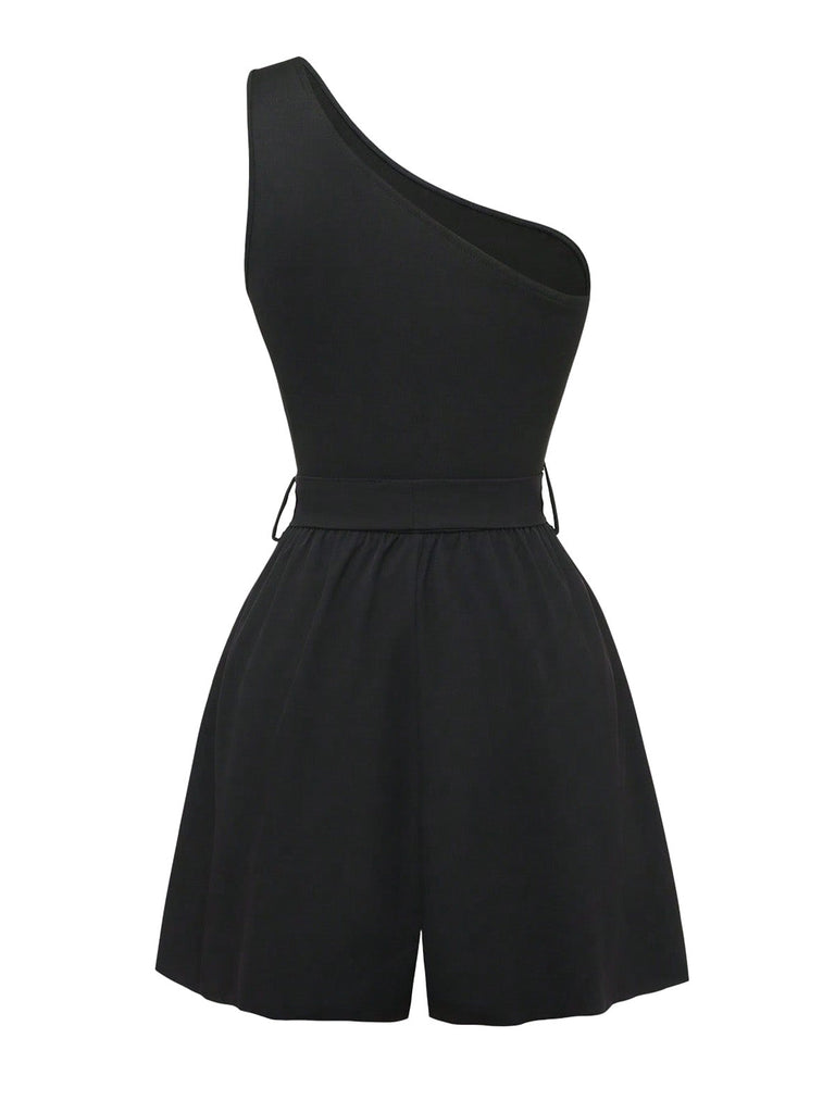 Ärmelloser Jumpsuit mit Gürtel im Stil der 1930er Jahre, schulterfrei, 2