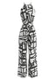 Weißer 70er Neckholder-Jumpsuit mit geometrischem Linienmuster