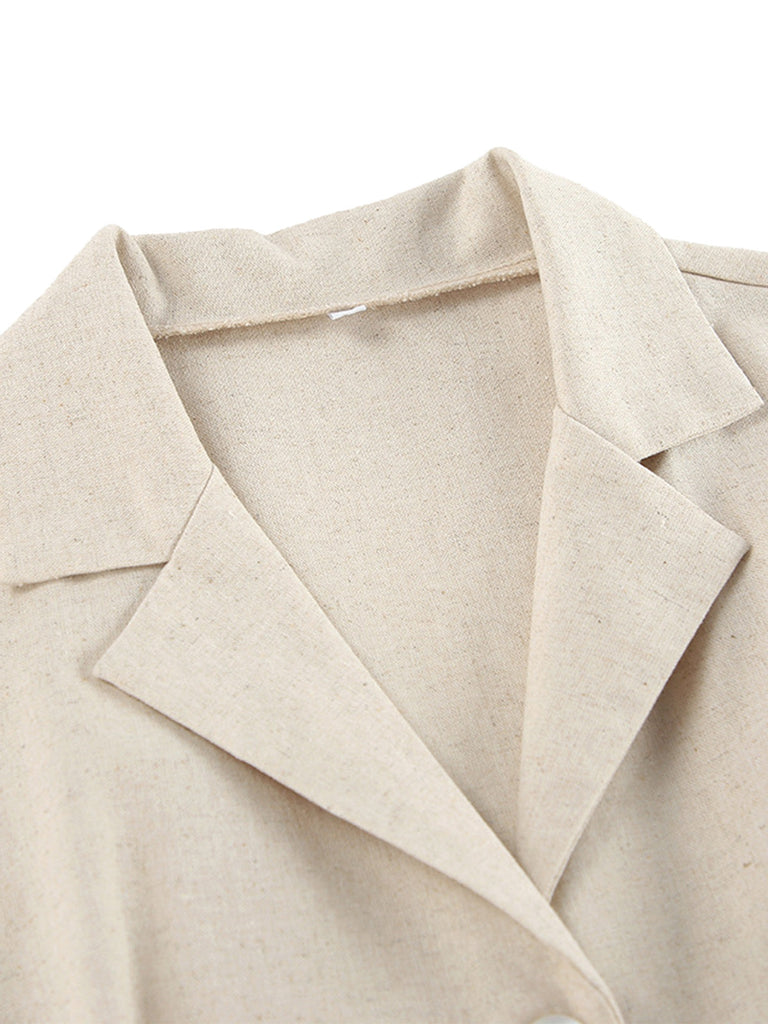 Beige 50er Romper mit Reverskragen und Pocketed