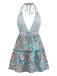70er Boho Minikleid mit Tiefer V-Ausschnitt und Neckholder