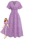 Lila 40er Midikleid mit Ditsy-Blumen und Figurbetont