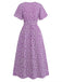 Lila 40er Midikleid mit Ditsy-Blumen und Figurbetont