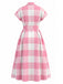 Rosa 50er Shirtkleid mit Flügelärmel und Gingham