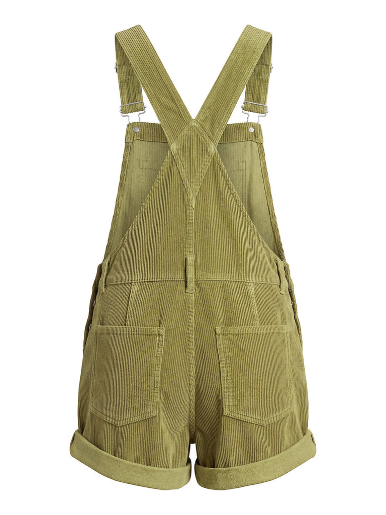 Mehrfarbiger & Grüner 60er Romper mit Tasche und Cord