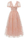 1930er Schmetterling Blumen Netz Bestickt Maxi Kleid