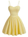 Gelbes 50er Swingkleid mit Spaghettiträger und Herzausschnitt