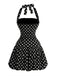 Schwarzes 60er Kleid mit Polka-Dots und Neckholder