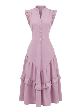 Dunkelrosaes 50er Ärmelloses Swingkleid
