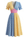 Mehrfarbiges 40er Swingkleid mit Karo und Patchwork