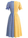 Mehrfarbiges 40er Swingkleid mit Karo und Patchwork