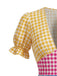 Mehrfarbiges 40er Swingkleid mit Karo und Patchwork