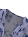 Blaues 50er Kleid mit Puffärmel und V-Ausschnitt