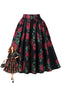 Roter 50er Plisseerock mit Rosen-Print