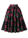 Roter 50er Plisseerock mit Rosen-Print