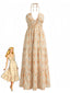 Orange 40er Kleid mit Blumen und Neckholder