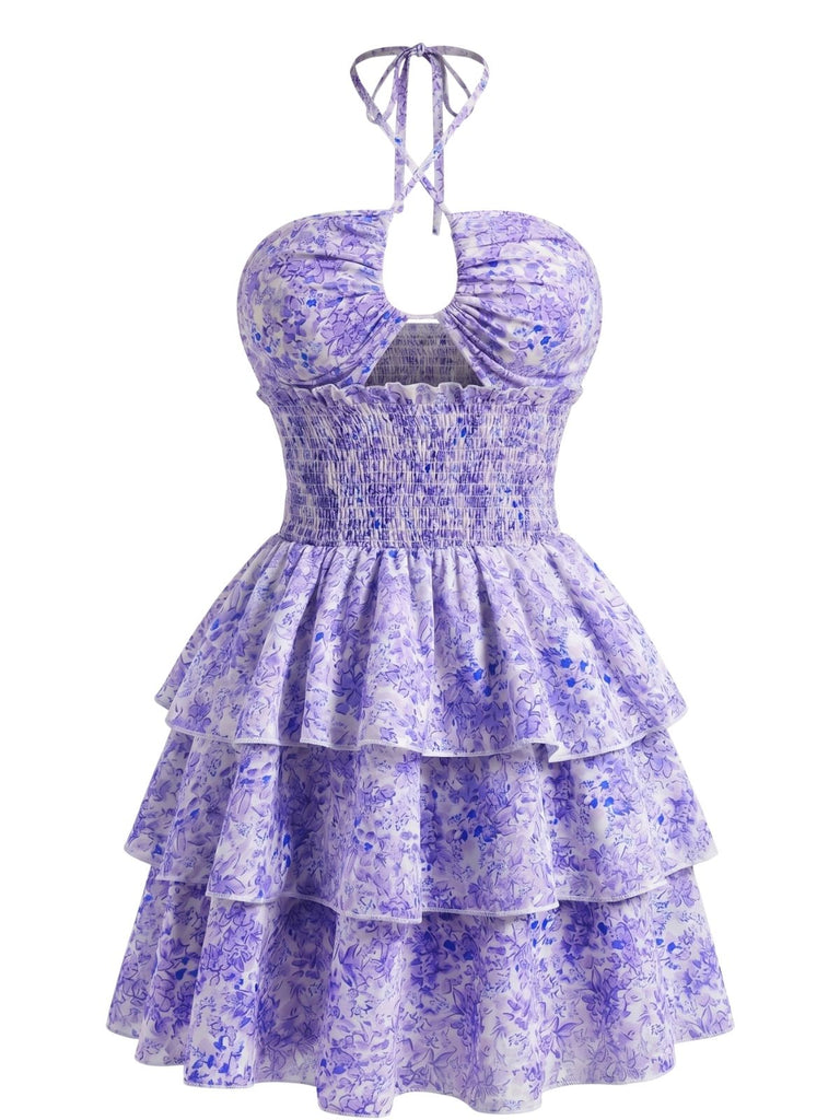 60er Kleid mit Ditsy-Blumen und Cut-out
