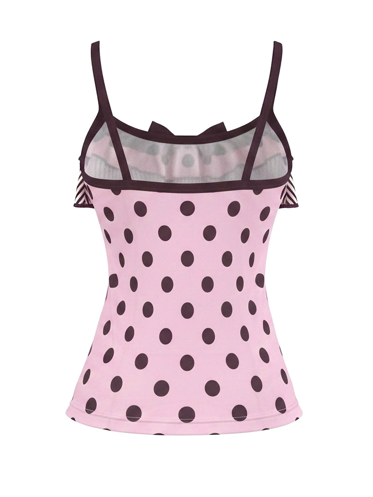 80er Ärmelloses Tanktop & Minirock-Set mit Polka-Dots