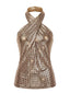 60er Metallic-Top mit Pailletten und gekreuztem Neckholder