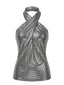60er Metallic-Top mit Pailletten und gekreuztem Neckholder