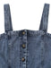 Blauer 30er Jeans-Jumpsuit mit Gürtel und Knopf