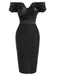 Schwarzes 60er Midikleid mit Blumen-Spitze