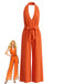 30er Jumpsuit mit V-Ausschnitt und Neckholder