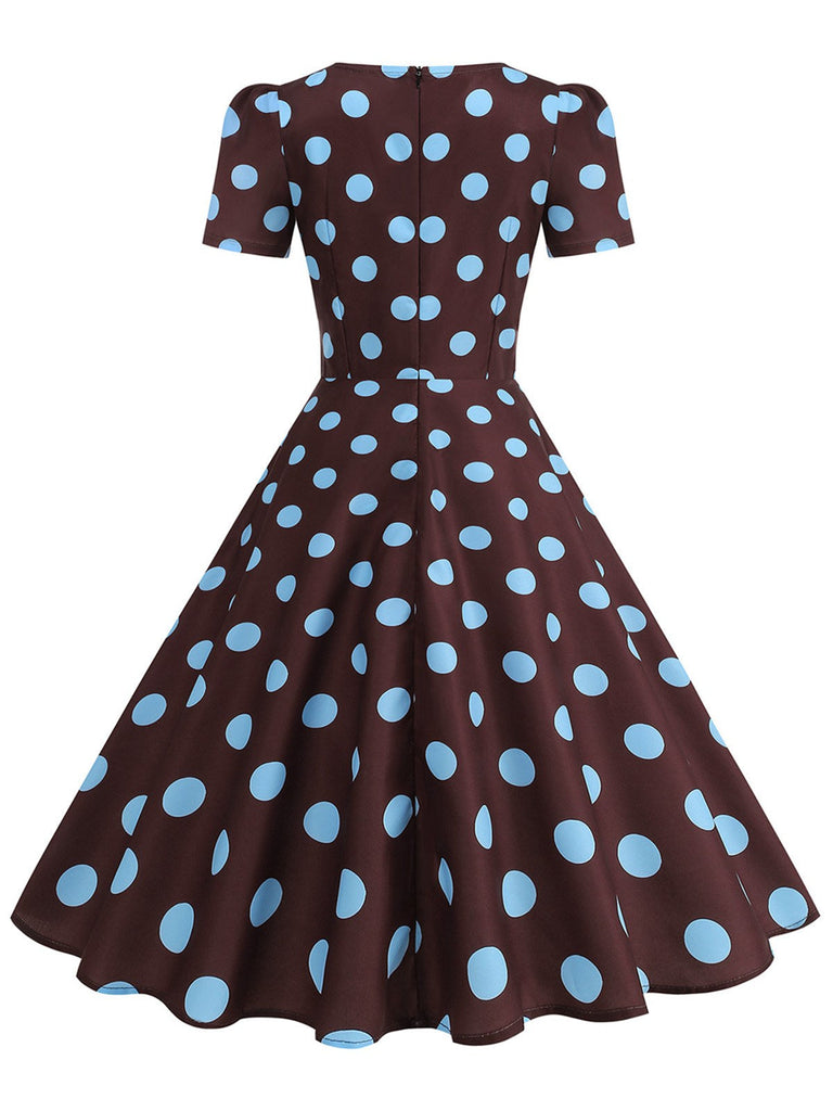 Rosa 50er Swingkleid mit Herzausschnitt und Kurzarm