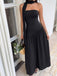 Schwarzes 30er trägerloses Maxikleid mit Schal-Kragen