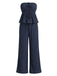 Blaues 50er Top & Hose Set mit Struktur und Rüschen