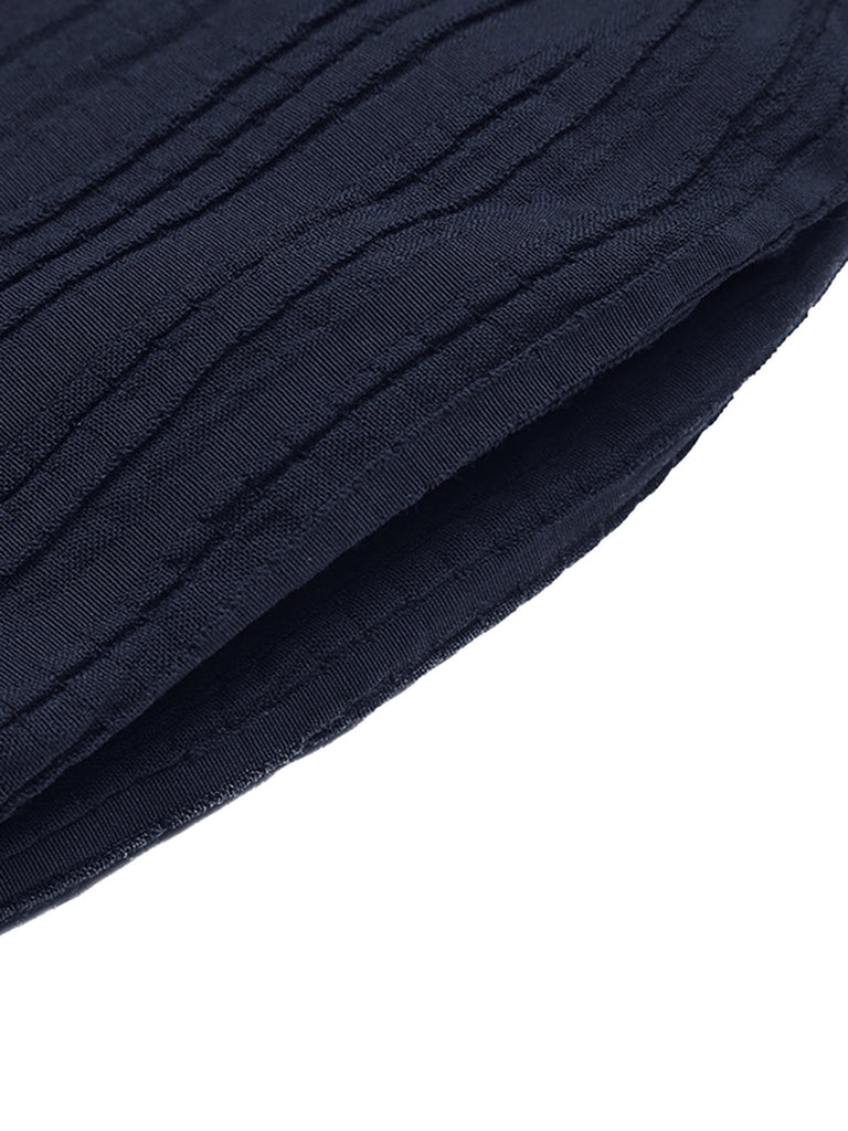 Blaues 50er Top & Hose Set mit Struktur und Rüschen