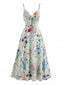 30er Bohemian Kleid mit V-Ausschnitt und Blumen
