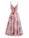 30er Bohemian Kleid mit V-Ausschnitt und Blumen