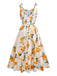 50er A-Linien-Kleid mit orangefarbenem Zitrus-Print